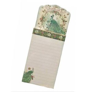 Punch Studio Embellished Magnetic Die Cut List Pad, Frost Green Peacock 66646